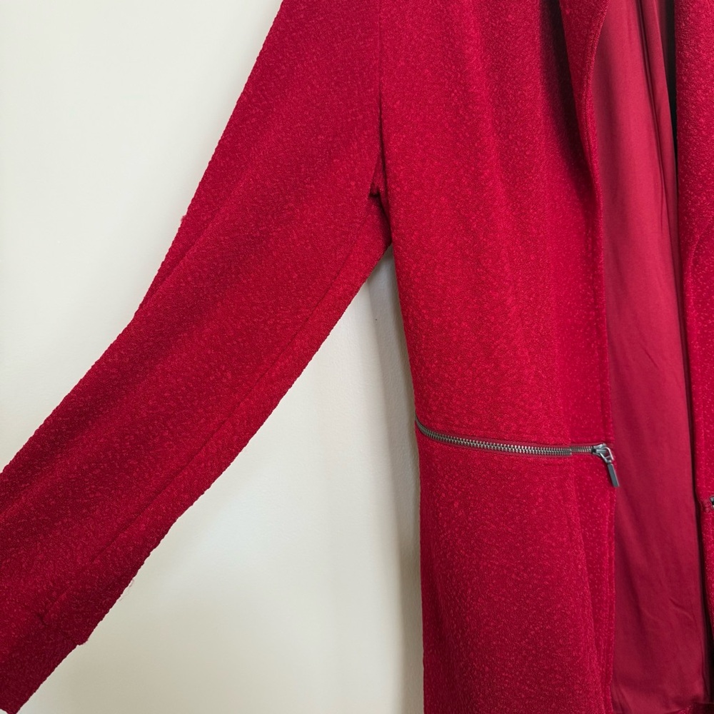 Soft Surroundings Red Boucle Knit Natalya Topper Open Front Cardigan Jacket - Picture 5 of 8